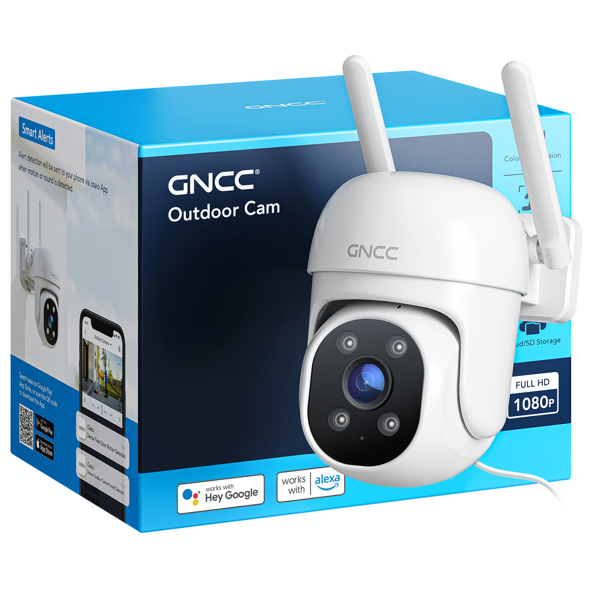 GNCC K2 1080P Outdoor Security Camera for Home Security with Color - Main Image