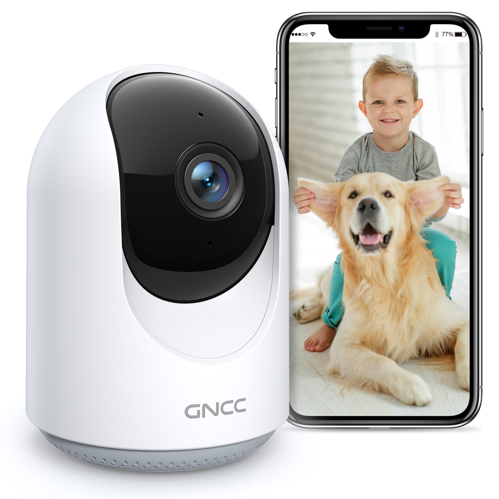 GNCC P1 1080P Indoor Security Camera with Night Vision for Baby/Pet